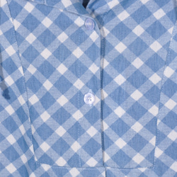 裾のフード付きロングチェック柄シャツ - 青と白のチェック柄 8枚目の画像