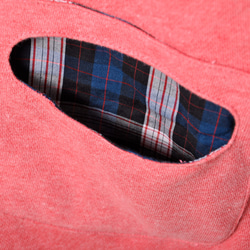 長版格紋連帽衛衣 洋裝-淡紅色 第9張的照片