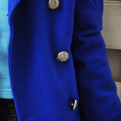 短版雙排釦海軍大衣-寶藍色 第10張的照片