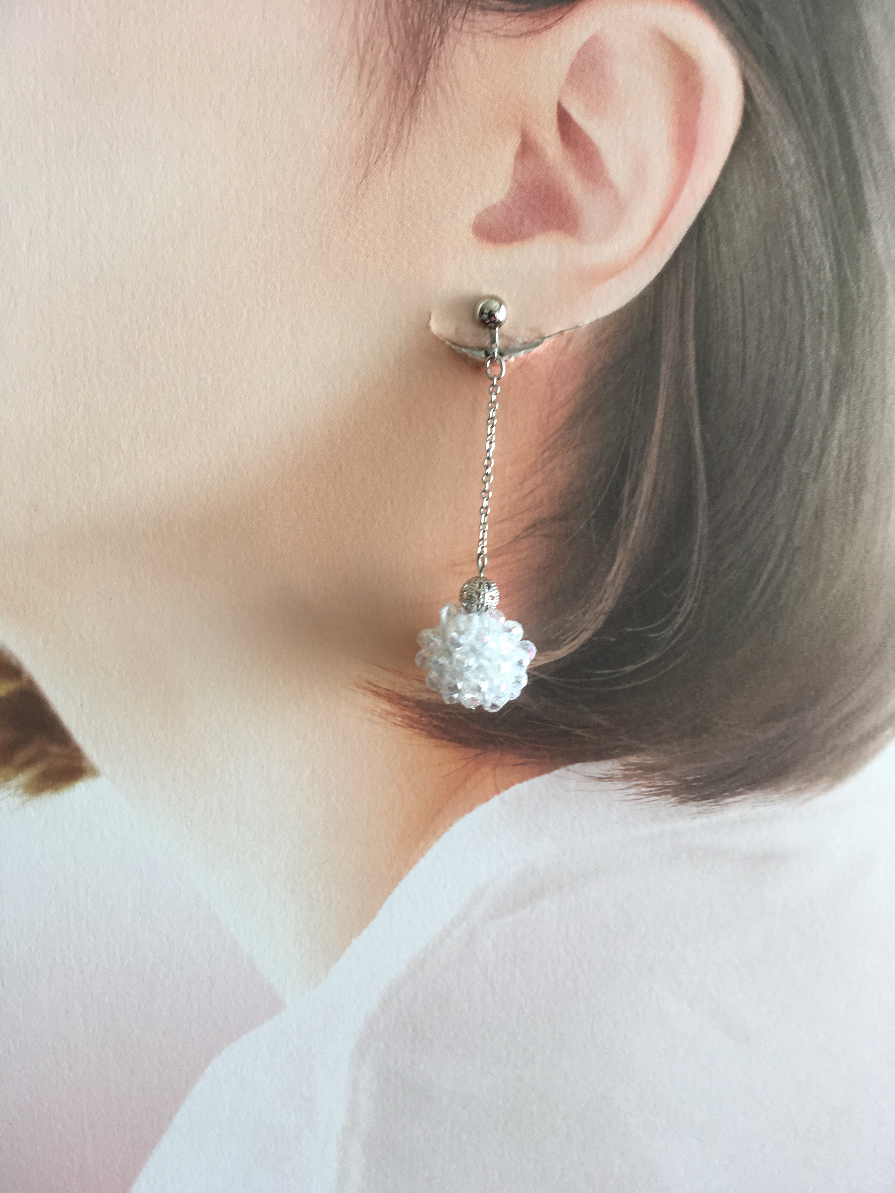 ビーズクロッシェボールのイヤリング（ピアス）＊受注製作