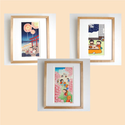 送料無料】本格・木版画3点セット（額入り） 版画 k.m.p.雑貨店 通販 