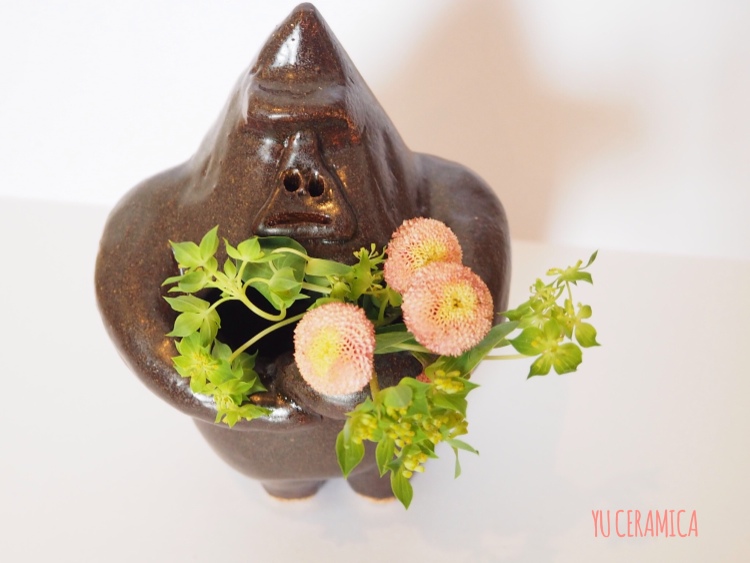 花器　油滴天目模様　黒