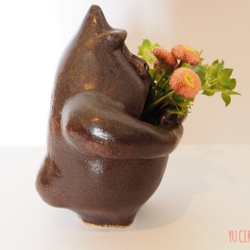 黒天目ゴリラの花瓶 3 / Gorilla Vase 3 一輪挿し・花瓶・花器 YU