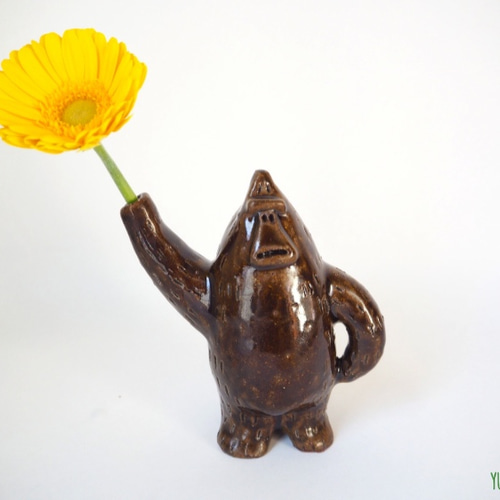 飴色ゴリラの花瓶/Color Gorilla Vase(brown) 一輪挿し・花瓶・花器 YU