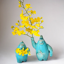 ターコイズゴリラの花瓶1/Color Gorilla Vase(turquoise blue1) 4枚目の画像
