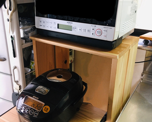 杉無垢板のレンジ台 オーダー自由 棚・シェルフ・ラック