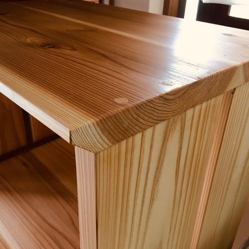 【無垢板レンジ台】天然木・収納棚・サイドキャビネット・手作り高級(静岡受取OK) 無垢板レンジ台】天然木・収納棚・サイドキャビネット・手作り