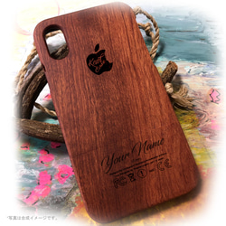 【新あり】名入れも可能！ 天然木製素材 ウッド 木製 彫刻 iPhoneXケース 2枚目の画像