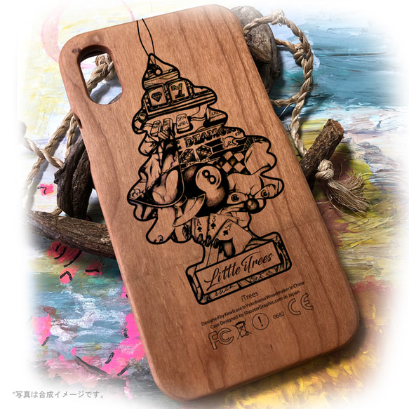 リトルアイツリー天然樹 木製 彫刻 iphone ケース 2枚目の画像