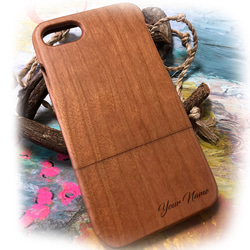 オリジナルデザインケース 天然木製 スマホ iPhoneカバーケース 2枚目の画像