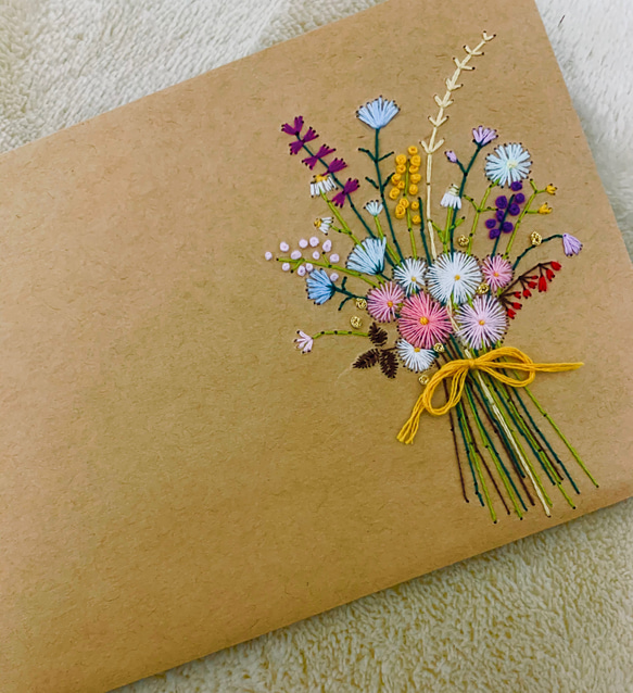 紙刺繍　封筒(花束) 3枚目の画像