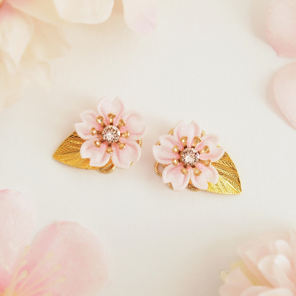 櫻花天氣耳環～花的盛宴～（Tsumami Craft *定制） 第3張的照片