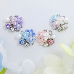 繡球花和雨滴碎片耳環（Tsumami work *定制） 第1張的照片
