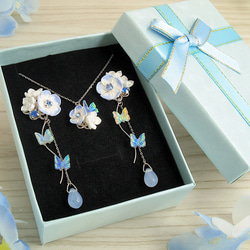 Nemophila Coffret ~Earring ver.~（Tsumami work *Made to order） 第1張的照片