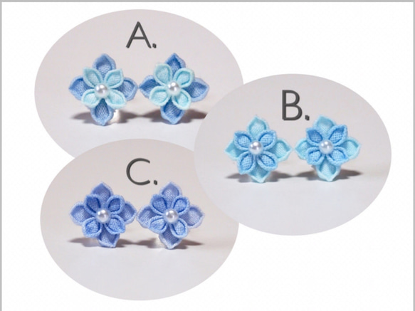 * 旋鈕工作 * 繡球花耳環 第2張的照片