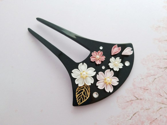 盛開的櫻花 kanzashi（Tsumami 作品*定制） 第1張的照片