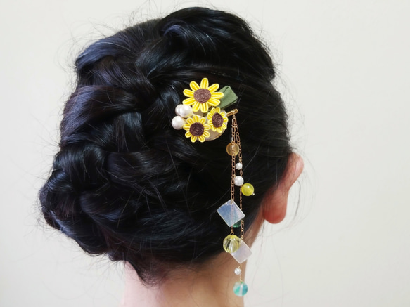 向日葵 Kanzashi（Tsumami Craft *定制） 第3張的照片