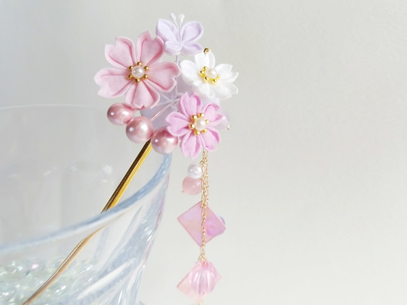 桜のかんざし ( つまみ細工*受注制作 ) かんざし つまみ細工 桜のかんざし ( つまみ細工*受注制作 ) かんざし つまみ細工
