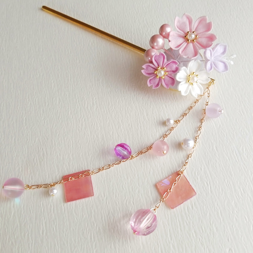 桜のかんざし （ つまみ細工＊受注制作 ） かんざし つまみ細工