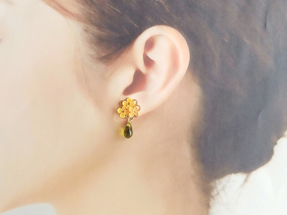 香犀深花穿孔耳環（Tsumami作品*定制） 第4張的照片