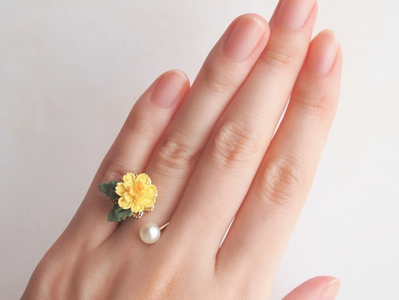 たんぽぽりんページ たんぽぽのリング （ つまみ細工＊受注制作 ） 指輪・リング