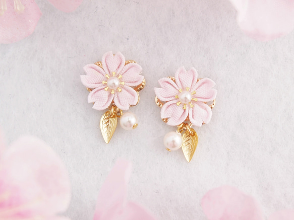 Cherry Blossom Wish 耳環（Tsumami Work *Made-to-Order） 第1張的照片