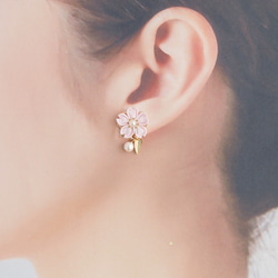 Cherry Blossom Wish 耳環（Tsumami Work *Made-to-Order） 第3張的照片