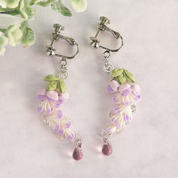 【売り切れ】透き通る紫と緑のイヤリング 売り切れ】透き通る紫と緑のイヤリング 売り切れ】透き通る紫と緑の