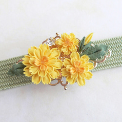 たんぽぽの帯留め （ つまみ細工＊受注制作 ） 帯留め つまみ細工のお