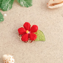 [面具用] Hibiscus plumeria 迷你胸針（Tsumami 作品 * 定制） 第2張的照片