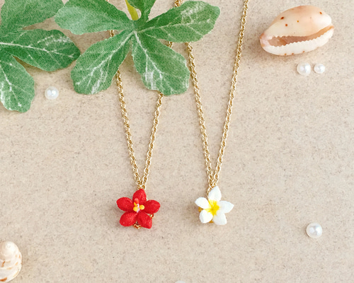 プルメリア　オーダーページ ヘアピン チャーム ハンドメイド　ハイビスカス つまみ細工 ハイビスカス・プルメリアのストールピン 】---カブトピン