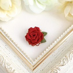 [面具用] Classic rose mini brooch (Tsumami work * made-to-order) 第2張的照片