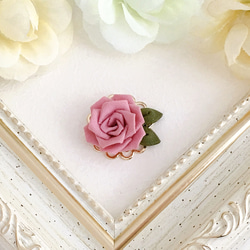 [面具用] Classic rose mini brooch (Tsumami work * made-to-order) 第3張的照片