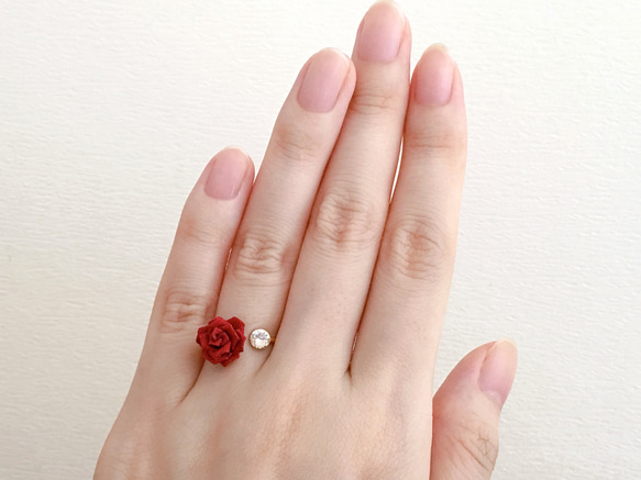 Classic rose and reflet ring (Tsumami work *Made-to-order) 第7張的照片