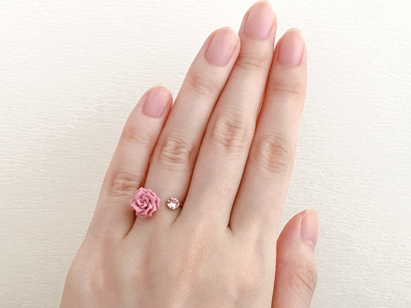 Classic rose and reflet ring (Tsumami work *Made-to-order) 第8張的照片