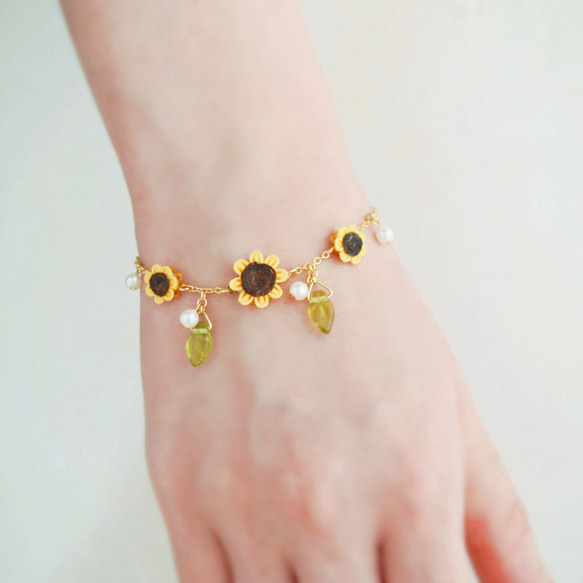 向日葵手鍊（Tsumami Work *定制） 手鍊つまみ細工のお店花色