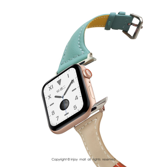 Apple Watch series 1 2 3 4 5 6 彩色拼接 真皮錶帶 第2張的照片