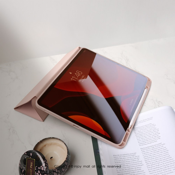 iPad case 12.9/Air5/iPad 9/mini6 附筆槽 皮革平板保護 法式浪漫 第2張的照片
