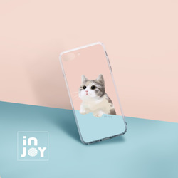 iPhone 14/14 Pro/13/12/11/SE3 Mengmeng Healing Cats 透明 耐衝撃 耐衝撃 携 1枚目の画像