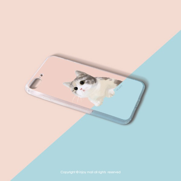 iPhone 14/14 Pro/13/12/11/SE3 Mengmeng Healing Cats 透明 耐衝撃 耐衝撃 携 2枚目の画像