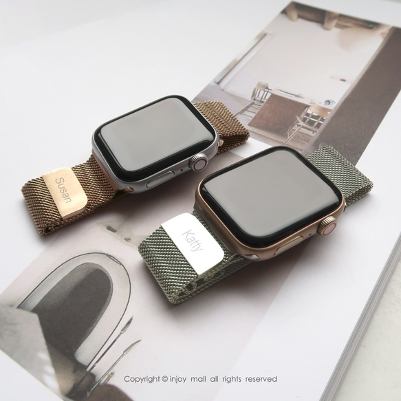 Apple Watch series 1 2 3 4 5 6 ステンレススチールのメタルストラップは、思い出に残るサンダーの刻印 5枚目の画像