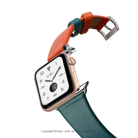 Apple Watch series 1 2 3 4 5 6 撞色炫彩 真皮錶帶 第2張的照片