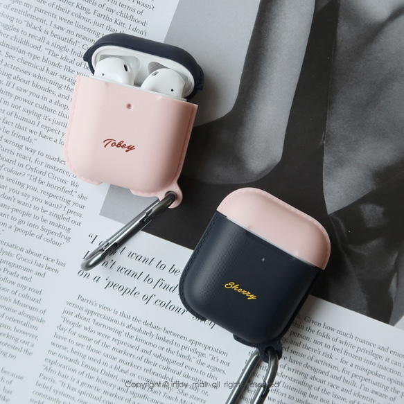 AirPods 客製文字 保護套 TPU收納盒 附掛勾 可刻字 第3張的照片