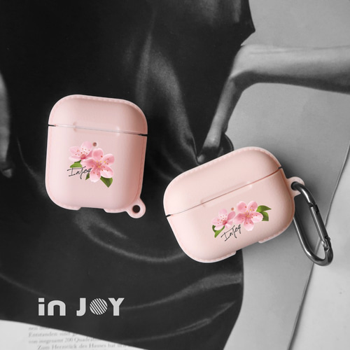 AirPods / AirPods Proフック付きのロマンチックな桜保護ケースTPU収納 