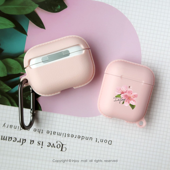 AirPods / AirPods Proフック付きのロマンチックな桜保護ケースTPU収納ボックス 2枚目の画像