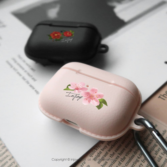 AirPods / AirPods Proフック付きのロマンチックな桜保護ケースTPU収納ボックス 5枚目の画像