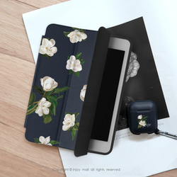 iPad case 12.9/Air4/iPad 9/mini  系列Smart cover皮革平板保護套 柔白香氛花朵 第4張的照片