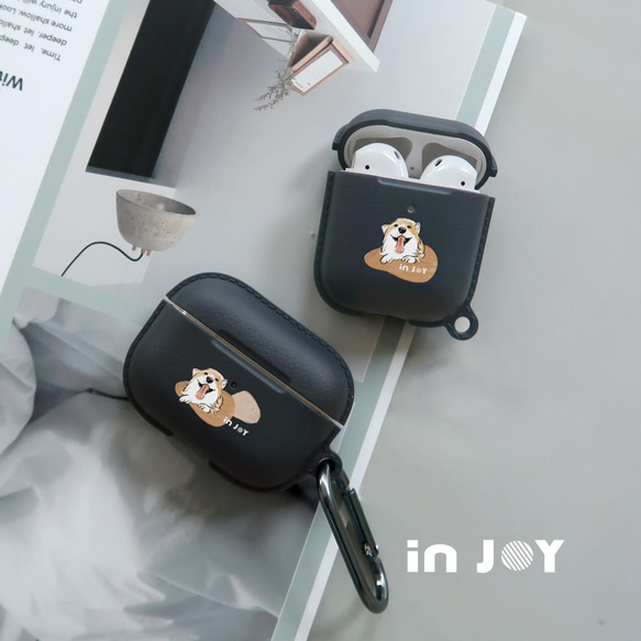 AirPods / AirPods Pro Smile Corgi保護スリーブフック付きTPUストレージボックス 1枚目の画像