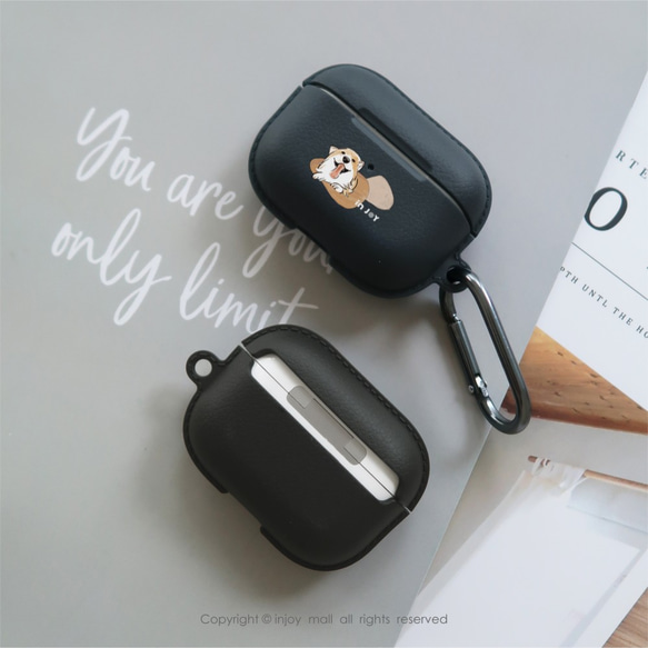 AirPods / AirPods Pro Smile Corgi保護スリーブフック付きTPUストレージボックス 8枚目の画像