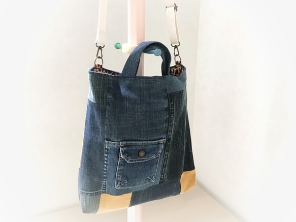 ☆ リメイク バッグ ・・・ リメイク デニム バッグ ☆ 2wayバッグ Myu